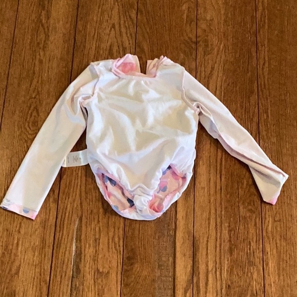 Disney Minnie Mouse pink sparkly floral long sleeve ruffled one piece swimsuit - Picture 11 of 16